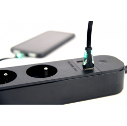 Listwa zasilająca Gembird Inteligentna Tuya 4xFR 2xUSB-A 1xUSB-C Czarna 