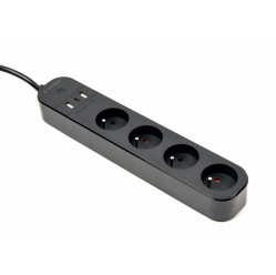 Listwa zasilająca Gembird Inteligentna Tuya 4xFR 2xUSB-A 1xUSB-C Czarna 