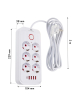 Maclean Listwa zasilająca MCE391 W 6 gniazd 4xUSB-A 1xUSB-C 110-240V AC 50/60Hz, 2.1A max 2500W, biała
