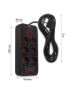 Maclean Listwa zasilająca MCE391 B 6 gniazd 4xUSB-A 1xUSB-C, 110-240V AC 50/60Hz, 2.1A max 2500W, czarna