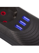 Maclean Listwa zasilająca MCE395 B 5 gniazd 3xUSB, 110-240V AC 50/60Hz, 2.1A max 2500W, czarna