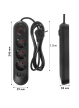 Maclean Listwa zasilająca MCE394 B, 1,5m|3 gniazda + 3xUSB. 110-240V AC 50/60Hz, 2.1A max 2500W, czarna