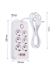Maclean Listwa zasilająca MCE389 W 6 gniazd 4xUSB-A 1xUSB-C 110-240V, AC 50/60Hz, 2.1A max 2500W biała