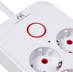 Maclean Listwa zasilająca MCE389 W 6 gniazd 4xUSB-A 1xUSB-C 110-240V, AC 50/60Hz, 2.1A max 2500W biała