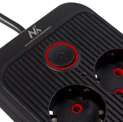 Maclean Listwa zasilająca MCE389 B 6 gniazd 4xUSB-A, 1xUSB-C 110-240V AC 50/60Hz, 2.1A max 2500W, czarna