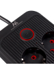 Maclean Listwa zasilająca MCE389 B 6 gniazd 4xUSB-A, 1xUSB-C 110-240V AC 50/60Hz, 2.1A max 2500W, czarna