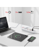 Maclean Listwa zasilająca MCE394 W 3 gniazda 3xUSB, 110-240V AC 50/60, 2.1A max 2500W, biała 