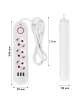 Maclean Listwa zasilająca MCE394 W 3 gniazda 3xUSB, 110-240V AC 50/60, 2.1A max 2500W, biała 
