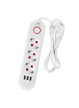 Maclean Listwa zasilająca MCE394 W 3 gniazda 3xUSB, 110-240V AC 50/60, 2.1A max 2500W, biała 