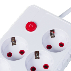 Listwa zasilająca Maclean MCE392 W 4 gniazda 3xUSB, 110-240V AC 50/60Hz, 2.1A max 2500W 1,5m biała