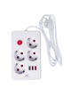 Listwa zasilająca Maclean MCE392 W 4 gniazda 3xUSB, 110-240V AC 50/60Hz, 2.1A max 2500W 1,5m biała