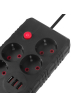 Listwa zasilająca Maclean MCE392 B, 4 gniazda 3xUSB, 110-240V AC 50/60Hz, 2.1A max 2500W, 1,5m czarna
