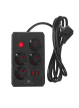 Listwa zasilająca Maclean MCE392 B, 4 gniazda 3xUSB, 110-240V AC 50/60Hz, 2.1A max 2500W, 1,5m czarna