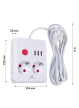 Maclean Listwa zasilająca, MCE388 W 2 gniazda, 3xUSB, 110-240V AC 50/60Hz, 2.1A max 2500W, 3m biała