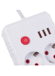 Maclean Listwa zasilająca, MCE388 W 2 gniazda, 3xUSB, 110-240V AC 50/60Hz, 2.1A max 2500W, 3m biała