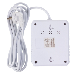 Maclean Listwa zasilająca, MCE388 W 2 gniazda, 3xUSB, 110-240V AC 50/60Hz, 2.1A max 2500W, 3m biała