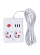 Maclean Listwa zasilająca, MCE388 W 2 gniazda, 3xUSB, 110-240V AC 50/60Hz, 2.1A max 2500W, 3m biała
