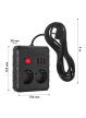 Maclean Listwa zasilająca MCE388 B 2 gniazda, 3xUSB, 110-240V AC 50/60Hz, 2.1A max 2500W, 3m czarna