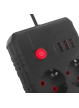 Maclean Listwa zasilająca MCE388 B 2 gniazda, 3xUSB, 110-240V AC 50/60Hz, 2.1A max 2500W, 3m czarna