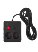 Maclean Listwa zasilająca MCE388 B 2 gniazda, 3xUSB, 110-240V AC 50/60Hz, 2.1A max 2500W, 3m czarna