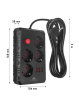 Maclean Listwa zasilająca MCE393 B 4 gniazda 3xUSB 110-240V AV 50/60Hz 1A max 2500W 3m czarna