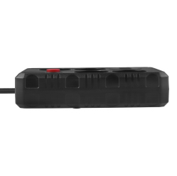 Maclean Listwa zasilająca MCE393 B 4 gniazda 3xUSB 110-240V AV 50/60Hz 1A max 2500W 3m czarna
