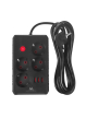 Maclean Listwa zasilająca MCE393 B 4 gniazda 3xUSB 110-240V AV 50/60Hz 1A max 2500W 3m czarna