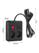 Maclean Listwa zasilająca MCE387 B 2 gniazda 3xUSB, 110-240V AC 50/60Hz 2,1A max 2500W, 1,5m czarna