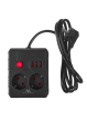 Maclean Listwa zasilająca MCE387 B 2 gniazda 3xUSB, 110-240V AC 50/60Hz 2,1A max 2500W, 1,5m czarna