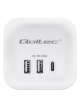 Qoltec Kostka zasilająca przedłużacz 6w1 z podświetlanym włącznikiem | 3x AC | 2x USB | 1x USB-C PD 20W | biała | kabel 2m 