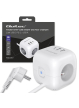 Qoltec Kostka zasilająca przedłużacz 6w1 z podświetlanym włącznikiem | 3x AC | 2x USB | 1x USB-C PD 20W | biała | kabel 2m 