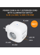 Qoltec Kostka zasilająca przedłużacz 6w1 z podświetlanym włącznikiem | 3x AC | 2x USB | 1x USB-C PD 20W | biała