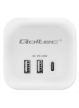 Qoltec Kostka zasilająca przedłużacz 6w1 z podświetlanym włącznikiem | 3x AC | 2x USB | 1x USB-C PD 20W | biała
