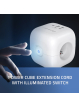Qoltec Kostka zasilająca przedłużacz 6w1 z podświetlanym włącznikiem | 3x AC | 2x USB | 1x USB-C PD 20W | biała