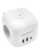 Qoltec Kostka zasilająca przedłużacz 6w1 z podświetlanym włącznikiem | 3x AC | 2x USB | 1x USB-C PD 20W | biała