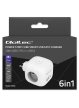Qoltec Kostka zasilająca przedłużacz 6w1 z podświetlanym włącznikiem | 3x AC | 2x USB | 1x USB-C PD 20W | biała