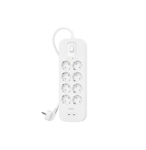 Belkin Listwa zasilająca SurgePlus 8x schuko 2xUSB-C 900J 2m