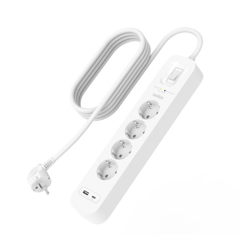 Belkin Listwa zasilająca SurgePlus 4x schuko 1xUSB-A 1xUSB-C 525J 2m