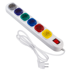Maclean Przedłużacz 6 gniazd 1.5m MCE509 W 250VAC/10A biały, 2500 W, IP20 