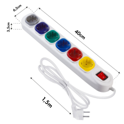 Maclean Przedłużacz 6 gniazd 1.5m MCE509 W 250VAC/10A biały, 2500 W, IP20 