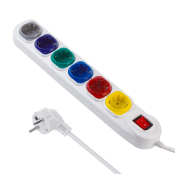 Maclean Przedłużacz 6 gniazd 1.5m MCE509 W 250VAC/10A biały, 2500 W, IP20 