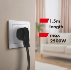 Maclean Listwa zasilająca 1,5m 250VAC/10A MCE509 B 2500 Q, IP20, 6 gniazd, prąd znamionowy 10A, czarny