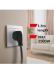 Maclean Listwa zasilająca 1,5m 250VAC/10A MCE509 B 2500 Q, IP20, 6 gniazd, prąd znamionowy 10A, czarny