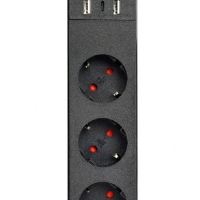 Listwa zasilająca Gembird Inteligentna listwa Tuya 4xDE 2xUSB-A 1xUSB-C Czarna 