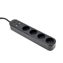 Listwa zasilająca Gembird Inteligentna listwa Tuya 4xDE 2xUSB-A 1xUSB-C Czarna 