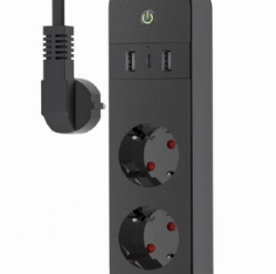 Listwa zasilająca Gembird Inteligentna listwa Tuya 4xDE 2xUSB-A 1xUSB-C Czarna 