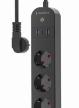 Listwa zasilająca Gembird Inteligentna listwa Tuya 4xDE 2xUSB-A 1xUSB-C Czarna 