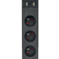 Gembird Inteligentna listwa Tuya 4xFR 2xUSB-A 1xUSB-C Czarna 