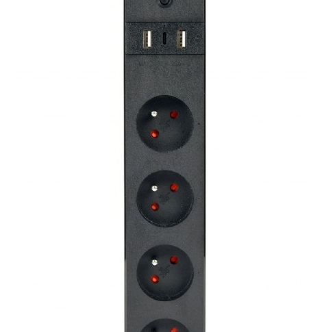 Gembird Inteligentna listwa Tuya 4xFR 2xUSB-A 1xUSB-C Czarna