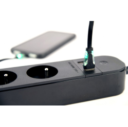 Gembird Inteligentna listwa Tuya 4xFR 2xUSB-A 1xUSB-C Czarna 